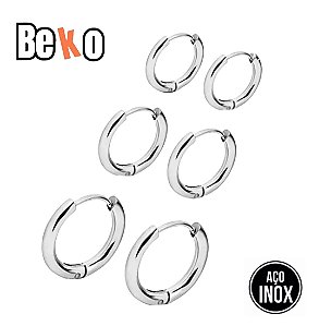3 pares de argolas em aço antialérgico. NFPPVKCYZ