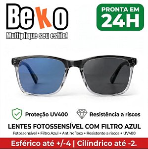 Lente Fotossensível com Filtro Azul - Transitions para Grau - Beko