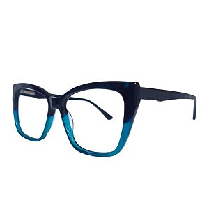 Armação Feminina Gatinho Preto com detalhes Turquesa Acetato Premium - BEKO