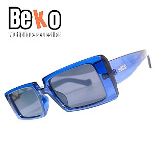 Óculos de Sol Quadrado Azul Trasparente Unissex Beko 538BWWL6X