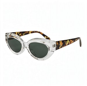 Óculos De Sol Gatinho Transparente Tartaruga Cat Eye Oval Feminino - UV400 - BEKO