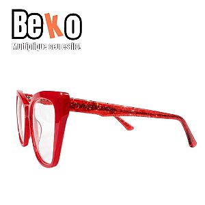 Armação Gatinho Vermelho Glitter Feminino - Filtro Azul - BEKO