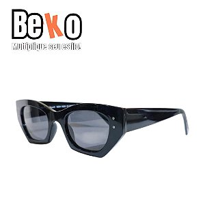 Óculos de Sol Gatinho Preto Brilho Acetato Polarizado - UV400 - BEKO