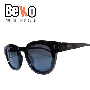 Óculos de Sol Raud Preto Brilho Acetato Unissex - UV400 - BEKO