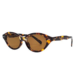 Óculos de Sol Oval Tartaruga Marrom Acetato - BEKO