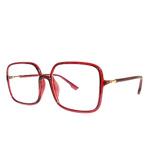 Armação Quadrado Vermelho Translúcido Cherry - Lente Transparente - BEKO