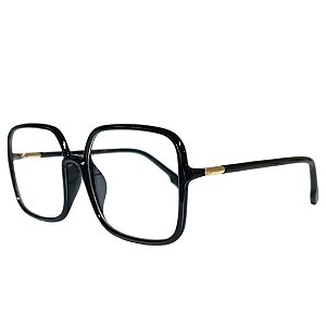 Armação Quadrado Preto Brilho Oversized - BEKO