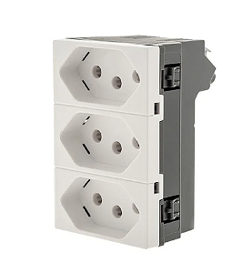 615043BC TOMADA TRIPLEX 2P+T 10A 250V B.AUTO BRANCA - PIAL Plus+