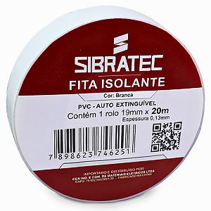 FITA ISOLANTE SIBRATEC BRANCA DE 19MM X 20MT - NOVA SIBRATEC