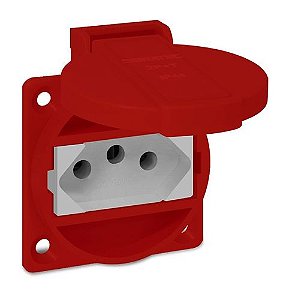 TOMADA INDUSTRIAL MODELO TBSEN DE EMBUTIR VERMELHA 2P+T 20A - NACIONAL SIBRATEC