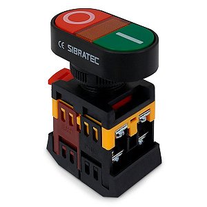 BOTAO DUPLO ILUMINADO ARREDONDADO APB22 24VCC/VCA 1NA+1NF SIBRATEC