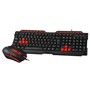 Kit teclado e Mouse Gamer GK-20BK Multimidia Com fio USB Preto e vermelho C3Tech
