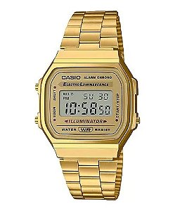 Relogio De Pulso Casio F  Pu Aço Dourado A168wg9wdf