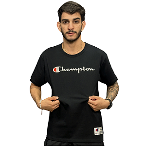Camiseta Champion Pes Mc Logo Embroidery Scrip Black