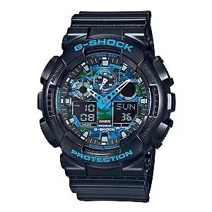 Relógio De Pulso G-Shock Black Blue Ga100cb1adr
