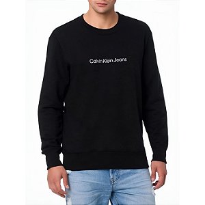 Moletom Calvin Klein Jeans Masculino Logo Basico Preto