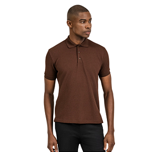 Polo Kingejoe Malha Textura Marrom