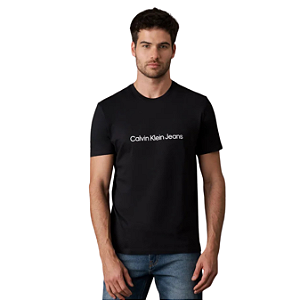 Camiseta Calvin Klein Jeans Masculina Embossed Black