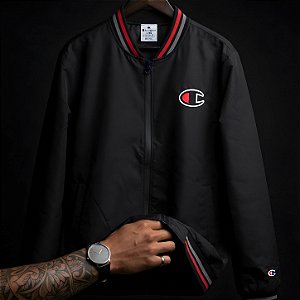 Bomber Jacket Champion C Logo Patch Black