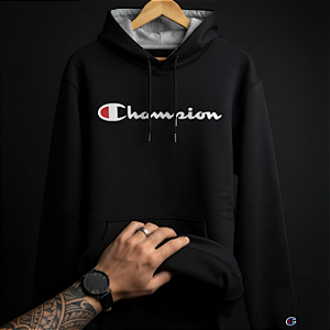 Moletom Champion Hoodie Athletic Script Black