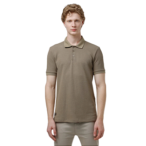 Polo Kingejoe Textura Tricot Slim Kaki