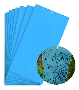 10 Armadilha Azul Adesiva Contra Insetos Cartela Dupla Face