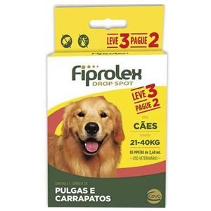 Antipulgas e Carrapatos Fiprolex Drop Spot Cães 21 a 40Kg Kit 3 Unidades Ceva