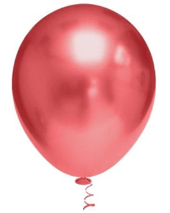 Balão Bexiga Látex Platino Metalizado - Vermelho N° 5  - Ideal para Topo de Bolo