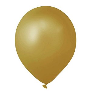 Balão Látex 9 Polegadas - Dourado - 50 unidades