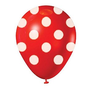Balão Latex  nº10 - Vermelho c/ branco  - pic pic