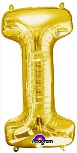 Balão Metalizado 40cm - Dourado - Letra I