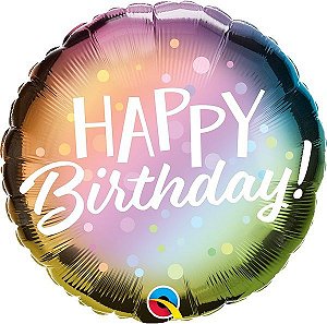 Balão metalizado - Happy Birthday - 46 cm