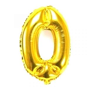 Balão Metalizado Numero 0 - Dourado 70cm