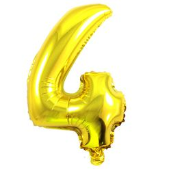 Balão Metalizado Numero 4 - Dourado 100cm