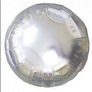 Balão Metalizado Redondo Prata- 45 cm