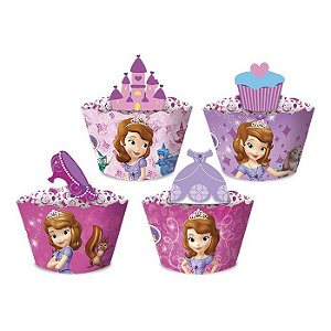 Cupcake wrapper com enfeites - Princesinha Sofia