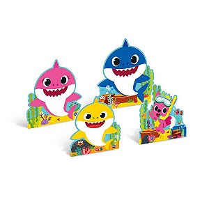 Decoração de Mesa Cartonada - Baby Shark - 4 Unidades