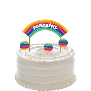 Decoração para bolo - Arco-Íris-  Regina - Clube das festas