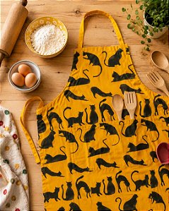 Avental Adulto em Brim de Algodão Estampa Amarelo Felino – Andrea Milan