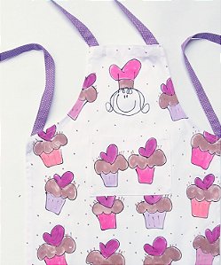 Avental Infantil Confeitaria Cupcake Rosa