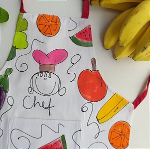 Avental de Culinária Infantil Horta Colorida menina