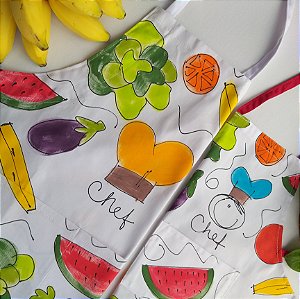 Kit Avental Família Frutas e Legumes MENINO