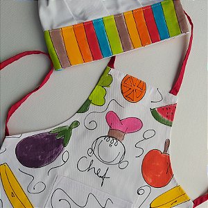 kit avental Infantil Horta Colorida Menina