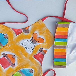 kit avental Infantil Chefinho de Panela Amarela