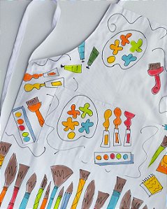 Avental Adulto em Algodão Brim Estampa Brincando de Artes – Andrea Milan