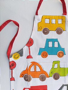 Avental Infantil em Algodão Brim Estampa Carros – Andrea Milan