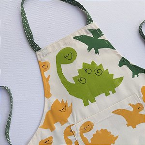 Avental Infantil Dinossauro fundo Bege