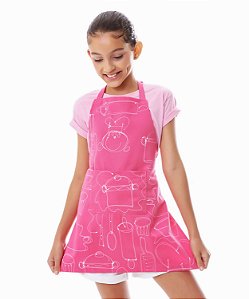 Avental Infantil chef Colorido - Rosa Doce