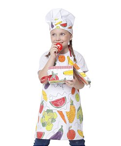 kit avental Infantil Horta com chapéu