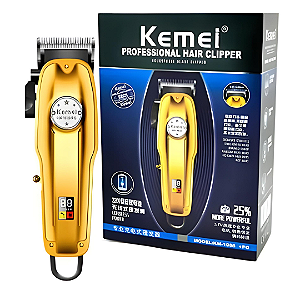 Máquina Kemei de Corte Profissional Sem Fio - Km 1986 - Dourada ou Prata
